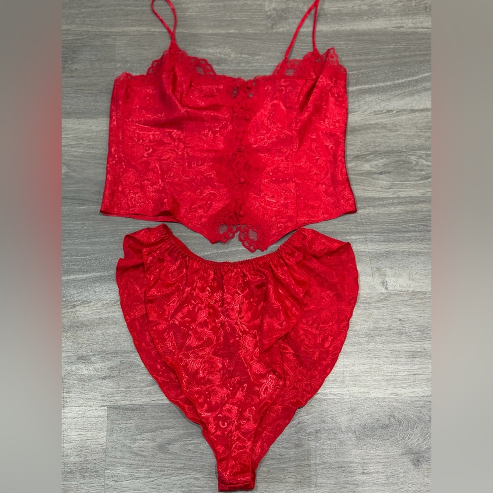Victoria's Secret Vintage Red Lingerie Set Size Large - Picture 1 of 5